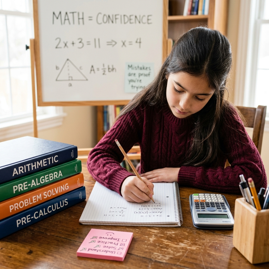 Mathematics tutor explaining equation on tablet